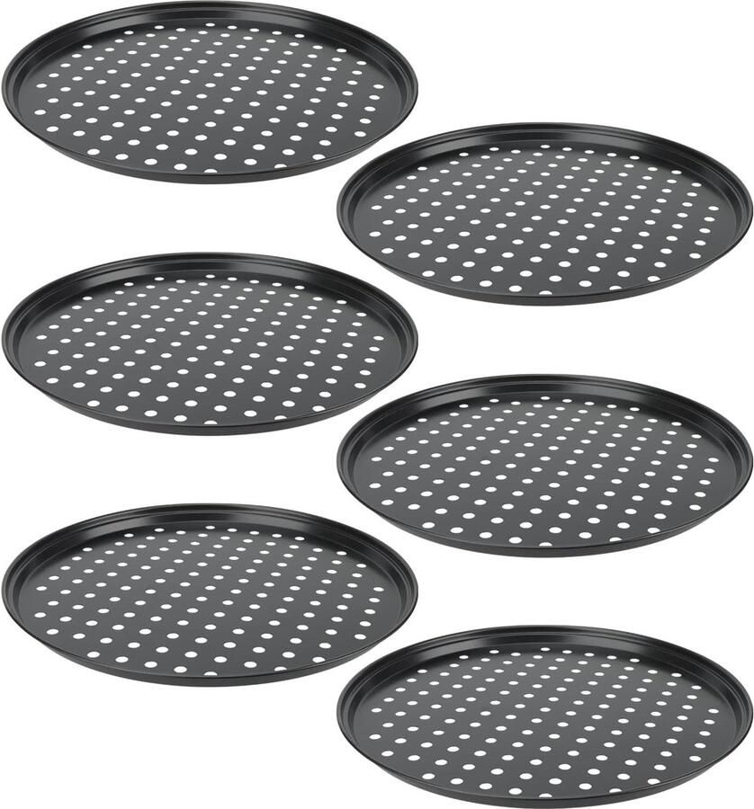 6 Stuks 12 Inch 32cm Pizza Trays Antiaanbak Pizzapannen met Gaten Ronde Perforated Oven Tray voor Perfecte Pizza's en Restaurantgebruik