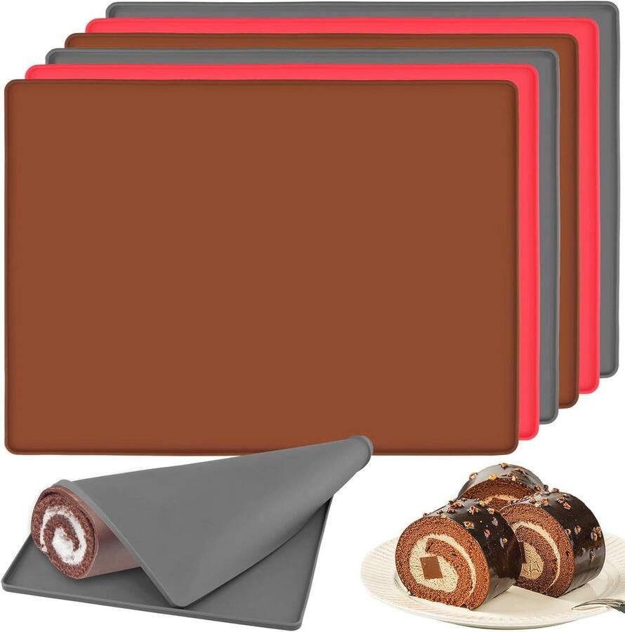 6 stuks 30 x 40 cm siliconen bakplaat met rand anti-aanbak rolmat voor veelzijdig bakken