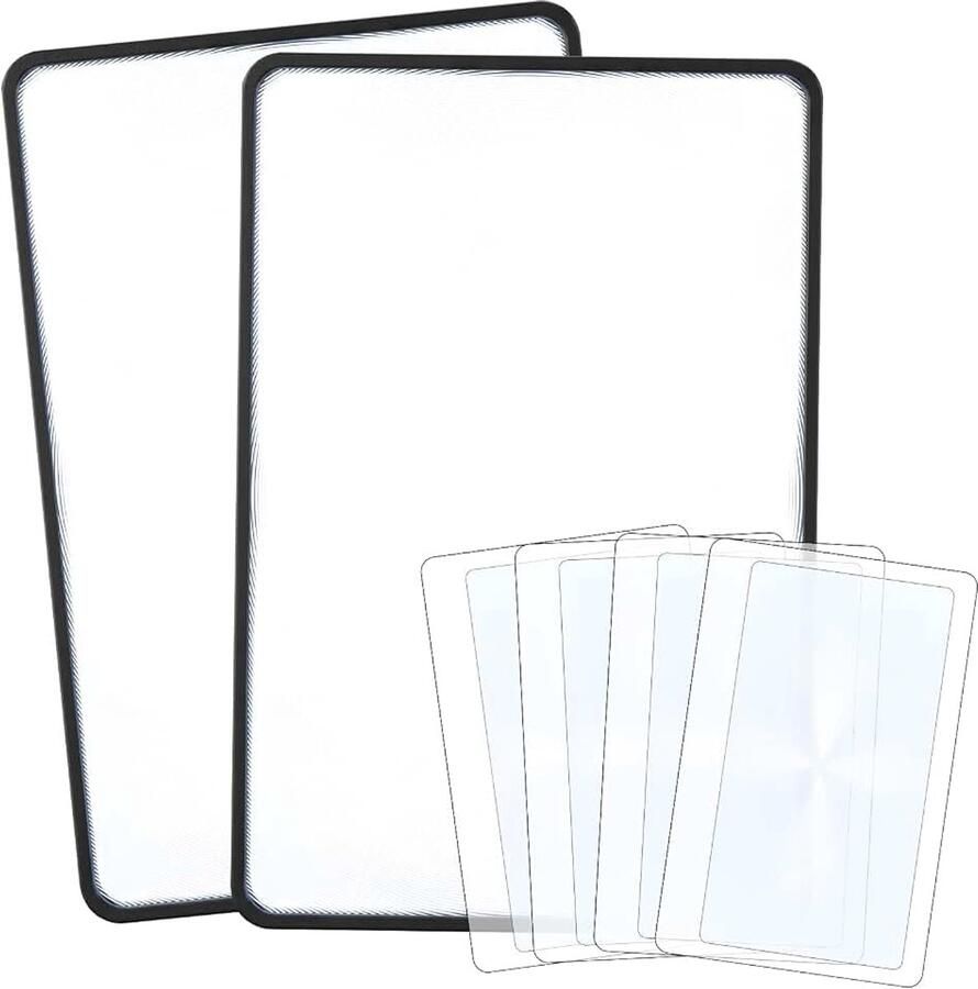 6 stuks 3X volledige pagina's leesloep vergrootglas leeshulp 2 grote en 4 kleine kunststff lichte rechthoekige leesloep voor senioren en laag zicht voor het lezen van boeken kranten