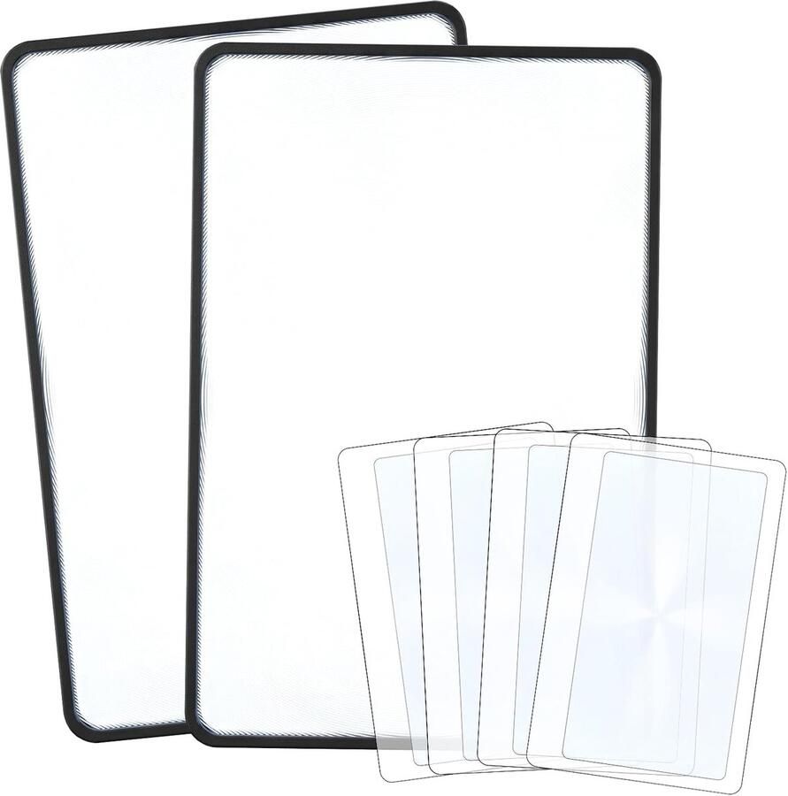 6 stuks 3X volledige pagina's leesloep vergrootglas leeshulp 2 grote en 4 kleine kunststff lichte rechthoekige leesloep voor senioren en laag zicht voor het lezen van boeken kranten