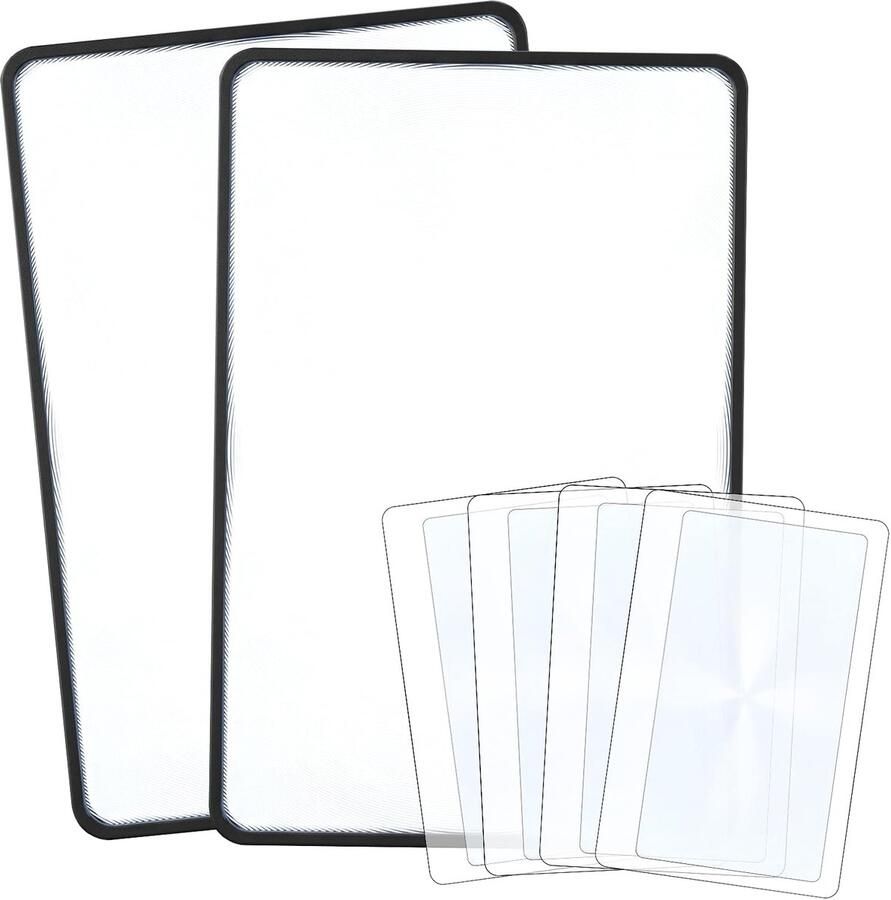 6 stuks 3X volledige pagina's leesloep vergrootglas leeshulp 2 grote en 4 kleine kunststff lichte rechthoekige leesloep voor senioren en laag zicht voor het lezen van boeken kranten
