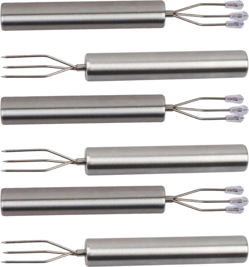 6 stuks aardappelvorken aardappelvork roestvrij staal voor fruit en maïsvorken draagbare grillspiesen met veiligheidskappen robuust elegant herbruikbaar barbecuegereedschap ideaal voor