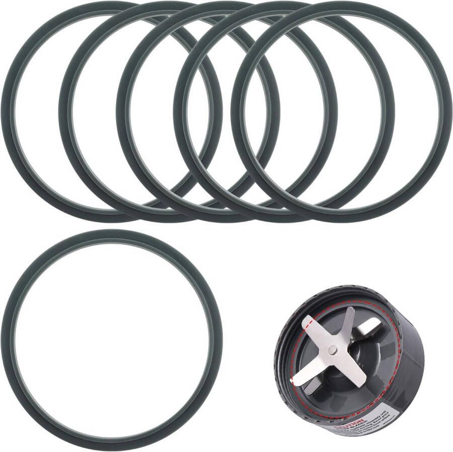 6 Stuks Blenderpakkinge Afdichtring Blender Vervangende Onderdelen Water Bestendige Sluitring O-Ring Afdichting Pakkingaccessoires Siliconen Geschikt Voor Nutri Bullet Nutribullet 600w 900w Blender Pakkingen Grijs