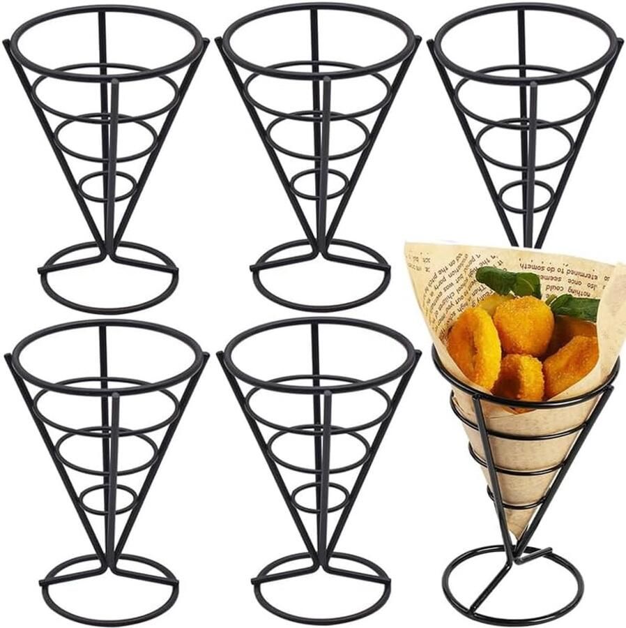 6 stuks conische frietstandaard voor vingers voedselcontainers conische houder voor friet snackhouder levensmiddelenmand