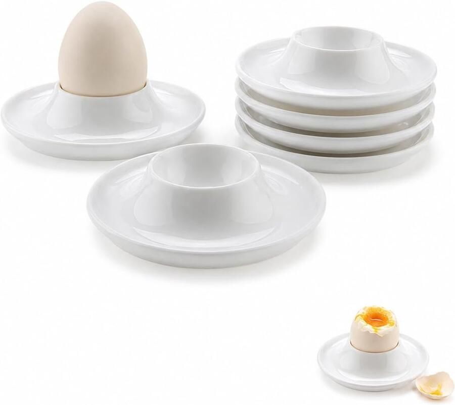 6 stuks eierdopjes kunststof rond stapelbaar en antislip robuust en vaatwasmachinebestendig voor gekookte eieren en veilig koken