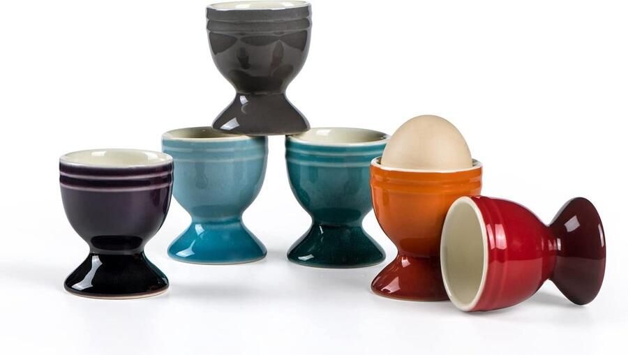 6 stuks eierdopjes porselein kleurrijk voor elke ontbijttafel hard en zacht gekookte eieren eierstandaard eierhouder ontbijt brunch eierbeker
