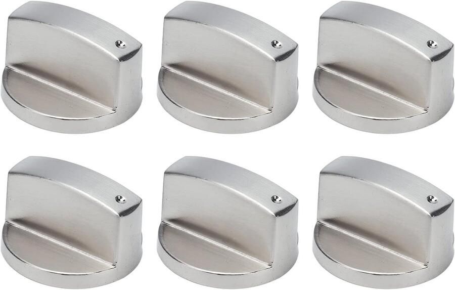 6 Stuks Fornuisknoppen 6 mm Zilver Universele Ovenknop Knoppen Voor Gaskookplaat Schakelknoppen Gasfornuisknop Voor Gasfornuis Elektrische Oven Inductie Fornuis Kookplaat Keukengereedschap