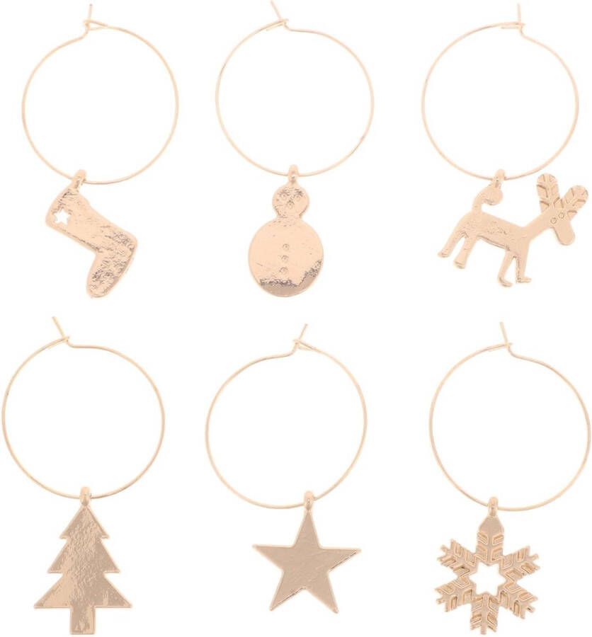 6 stuks glazen markers met sneeuwvlokken Kerstmis wijnglas charms ringen party glazen markering voor banket tafeldecoratie kerstdecoratie