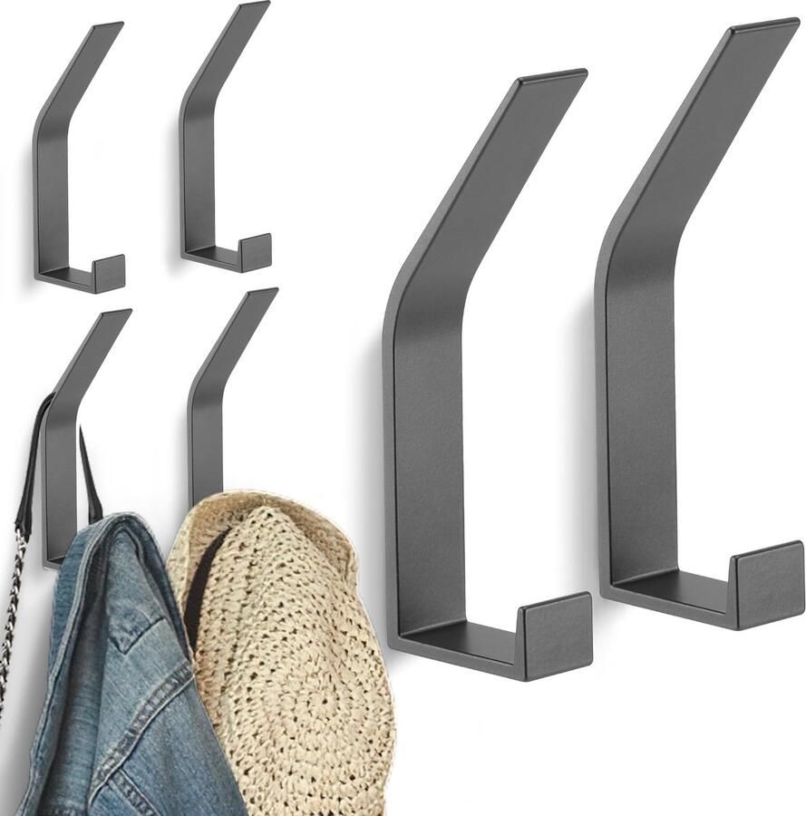 6 stuks kapstokhaken aan de muur gemonteerd moderne wandhaken voor het ophangen van kleding jas sjaal tas handdoek sleutel pet beker hoed (grijs onzichtbaar schroefontwerp)