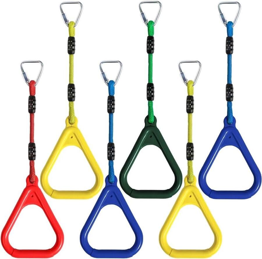 6 stuks klimringen voor kinderen outdoor indoor ninja-ringen om op te hangen belastbaar tot 160 kg