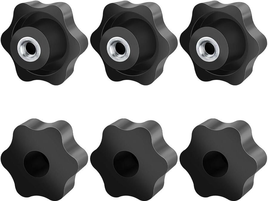 6 stuks M8 Star klemmoeren Jeboler handvatmoeren diameter 50 mm knoppen grip plastic stermoer handvat vleugelmoer duimbouten draad voor machines en meubels werktuigmachines fitnessapparatuur