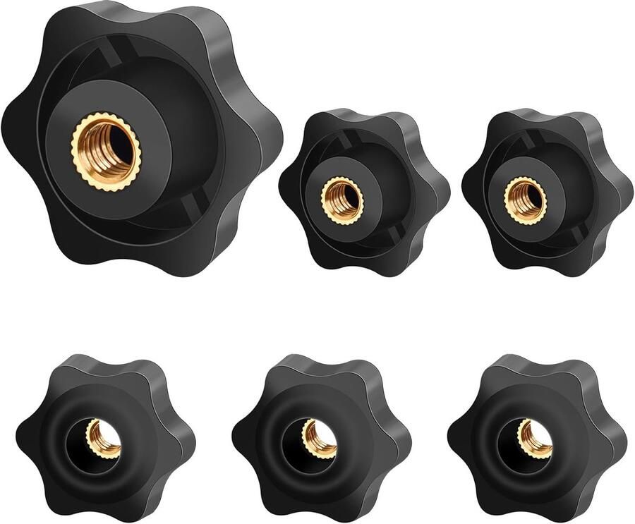 6 stuks M8 ster klemmoeren handvat moeren diameter 38 mm knoppen grip plastic stermoer handvat vleugelmoer duimbouten draad voor machines en meubels werktuigmachines fitnessapparatuur