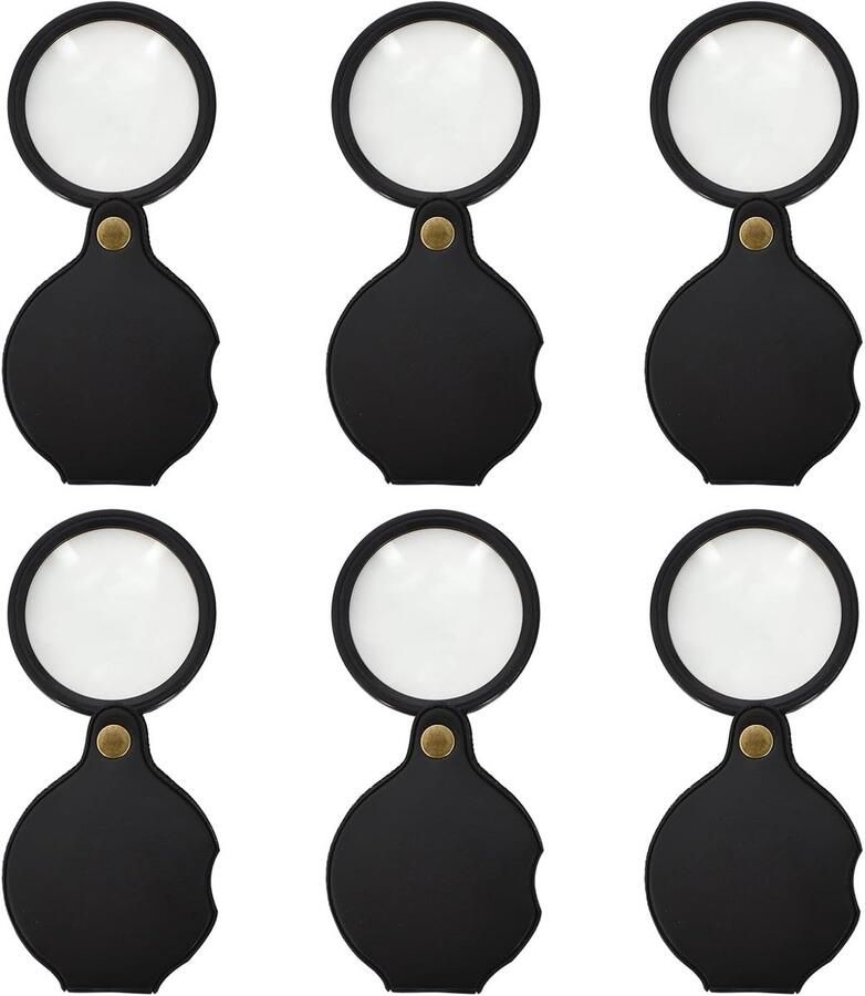6 stuks mini zakloep inklapbaar 10 x vakjes kleine loep voor kinderen leeshulp vergrootglas tas loep handloep voor lezen kaarten inspectie knutselen 50 mm zwart