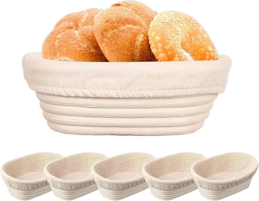 Brood Manden Rijsmanden Brood Bakken Natuurlijk Rattan 6 Stuks Ovaal Natuurlijk