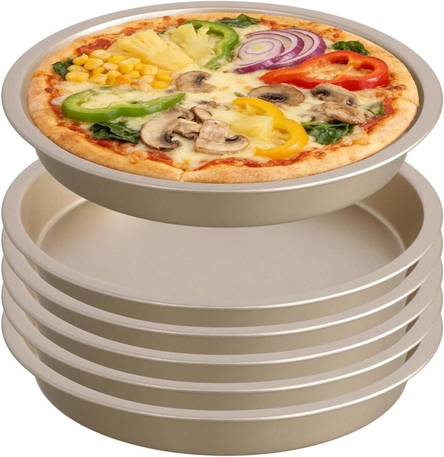 6 Stuks Pizza Bakvormen Antiaanbaklaag 6 Inch Rond Duurzaam Staal voor Thuisgebruik Perfect voor Pizza en Gebak