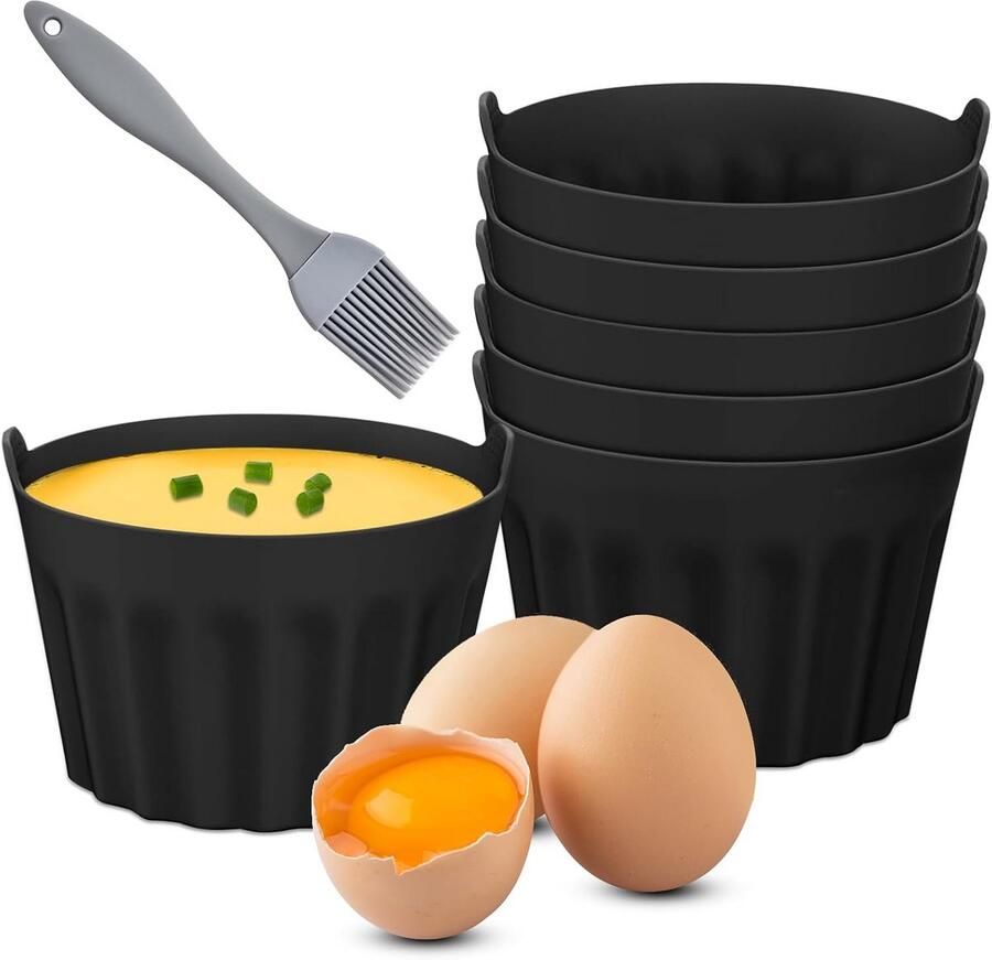 6 Stuks Siliconen Eierstropers voor Airfryer Magnetron en Oven Anti-Aanbak Vormpjes