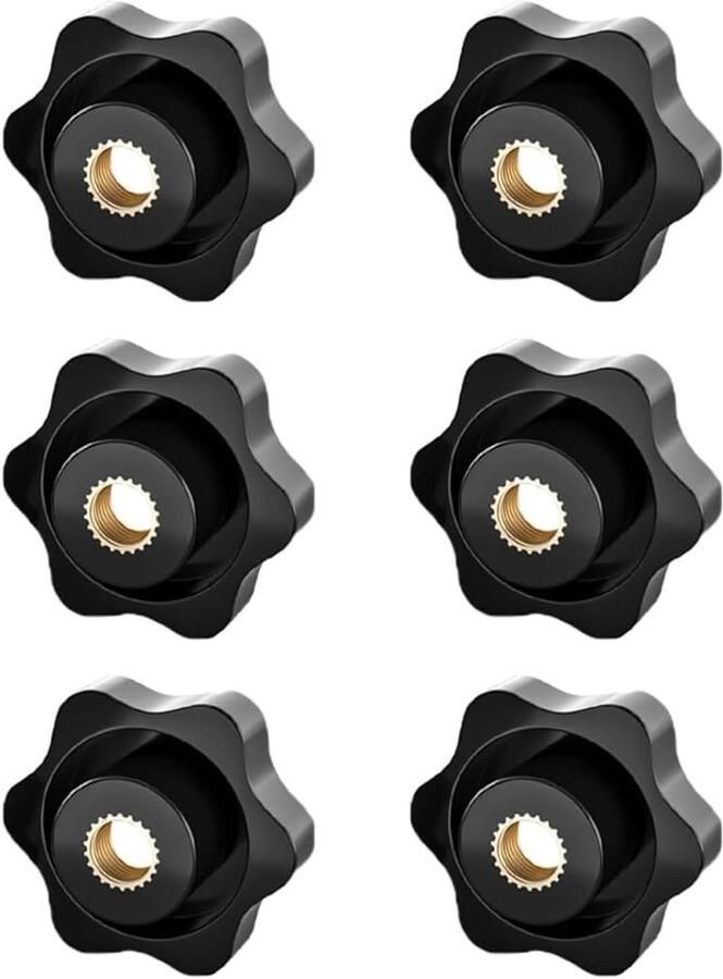 6 stuks stervormige moeren M6 vleugelgekartelde schroef 32 mm perforatie gekartelde greepmoeren binnendraad voor mechanisch meubilair fitnessapparatuur