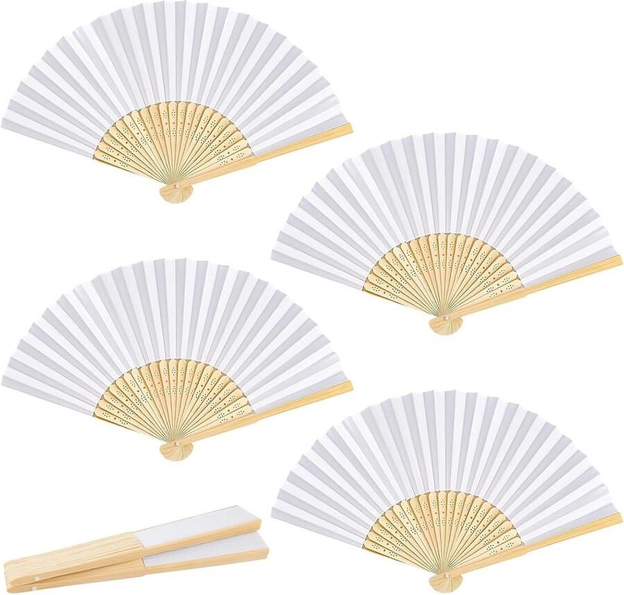 6 stuks waaiers bruiloft wit opvouwbaar papier handwaaiers