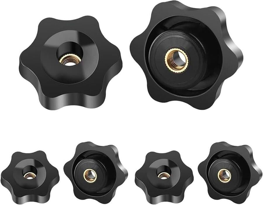 6 x sterschroeven M4 vlinderschroeven met 25 mm buitendiameter vlindermoeren zwarte vlinderschroef knoopmoeren bevestigingsbouten ster