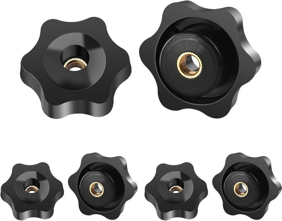 6 x sterschroeven M4 vlinderschroeven met 25 mm buitendiameter vlindermoeren zwarte vlinderschroef knoopmoeren bevestigingsbouten ster