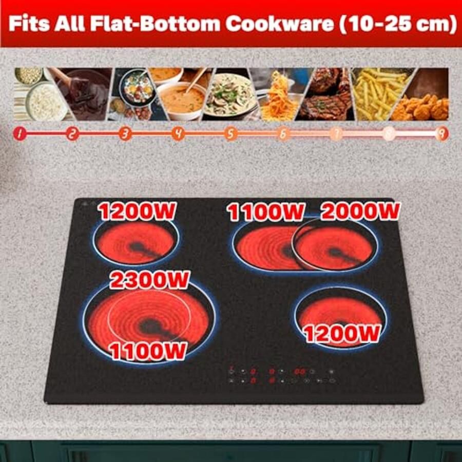 60 cm elektrische kookplaat met 4 branders keramische infrarood kookplaat voor een efficiënte keuken - Foto 2