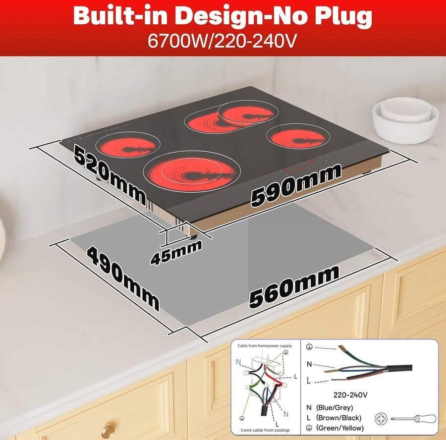 60 cm elektrische kookplaat met 4 branders keramische infrarood kookplaat voor een efficiënte keuken