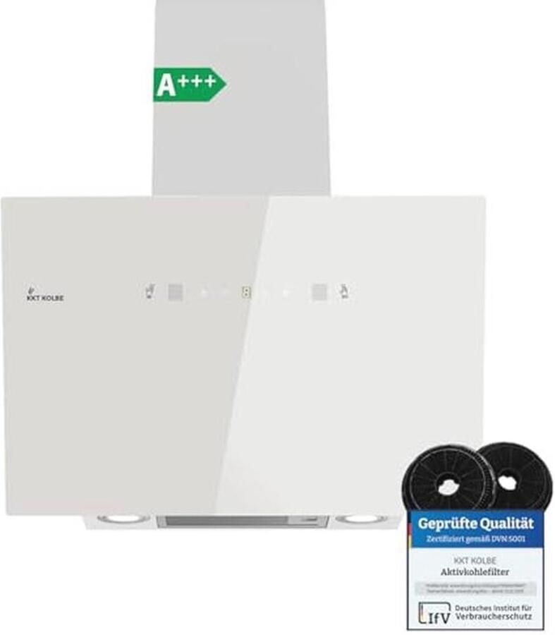 60 cm Wandafzuigkap met Gebarenbediening Energiezuinig en Stil 782 cbm h Wit en Glas LED Verlichting