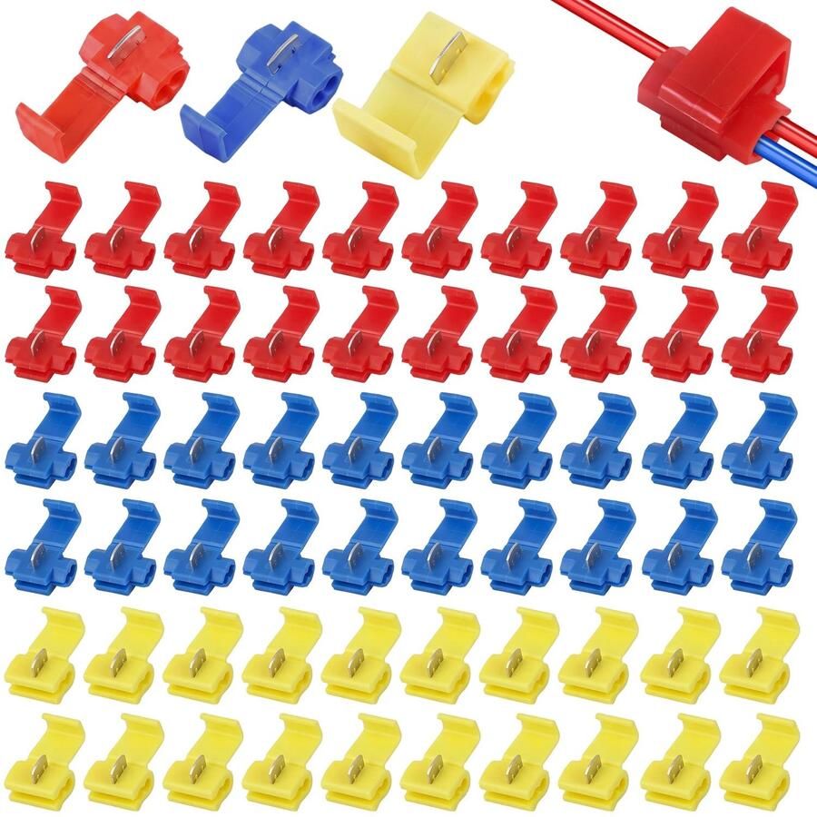 60 stuks aftakconnectorset autostroomdief snelverbinders kabelaftakverbinders snelkoppelingen kabelverbinders snelkoppelingen kabelstekkers rood blauw geel