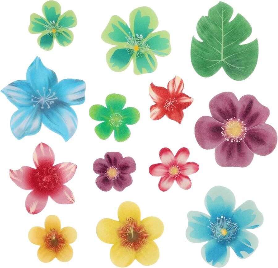 60 stuks eetbaar papier taartdecoratie bloemen en bomen decoratieve rijstbladeren voor cupcakes en taart geschikt voor verjaardagen bruiloften feesten
