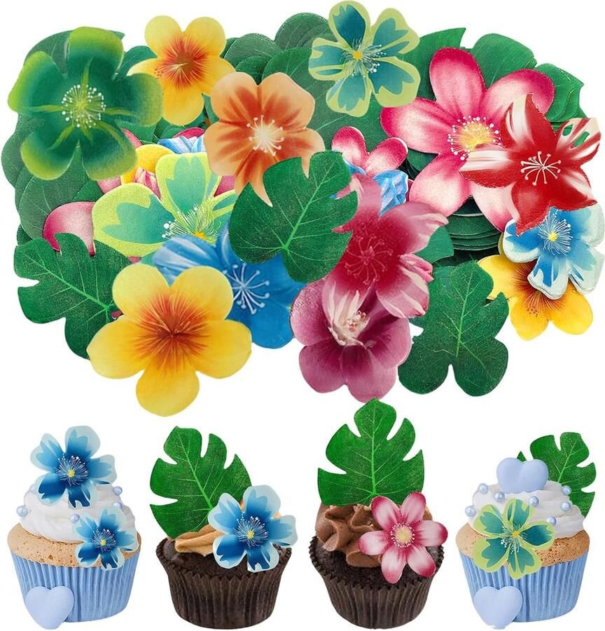 60 stuks eetbaar papier taartdecoratie – bloemen en bomen perfect voor het versieren van taarten en cupcakes ideaal voor verjaardagsfeestjes bruiloften en babyborrels