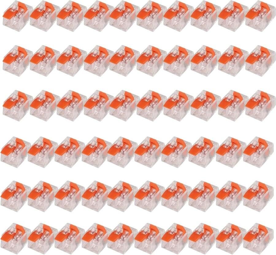 60 stuks kabelverbinders 2-polige kabelverbinders met bedieningshendel elektrische aansluitblokken verbindingsklemmen kabelklemmen 2-polig voor huis hotel magazijn straatverlichting