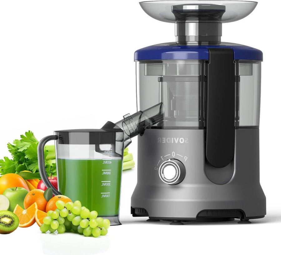 600 W sapcentrifuge machine voor groenten en fruit roestvrij staal 76 mm toevoeropening 3 snelheden anti-druppelfunctie oververhittingsbeveiliging gemakkelijk te bedienen sapcentrifuge groenten en fruit