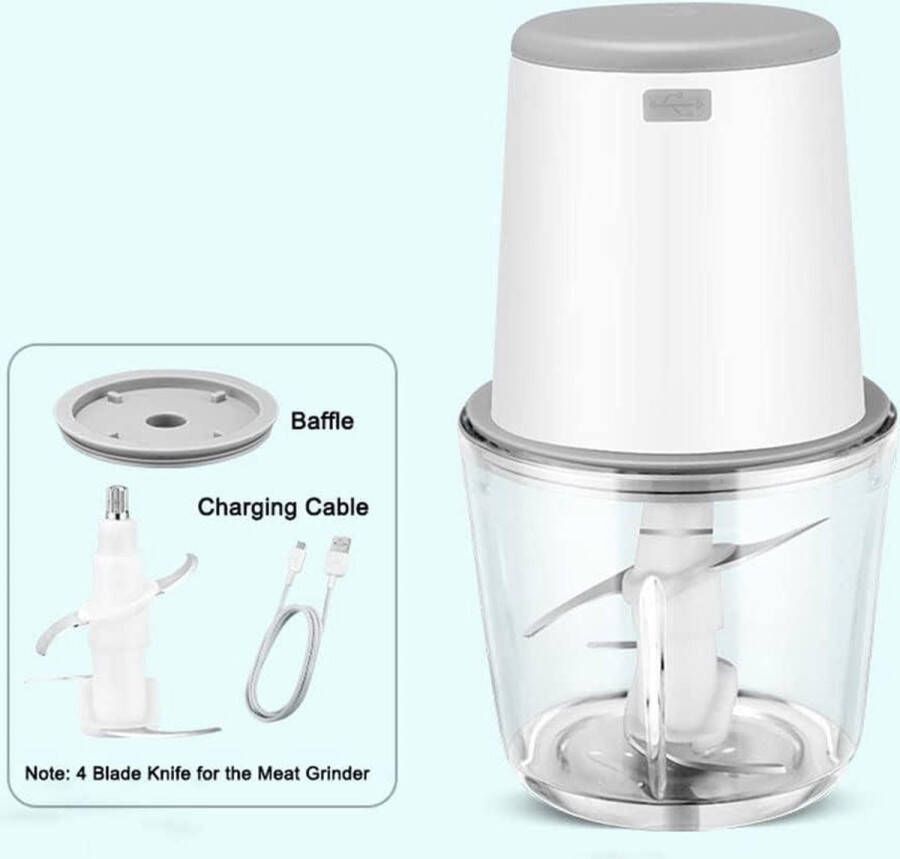 Voedsel Chopper Elektrisch Vleesmolen 600ML Multifunctionele USB Opladen Afneembare Voedsel Chopper Snelle Hakker Voor Vlees Groente
