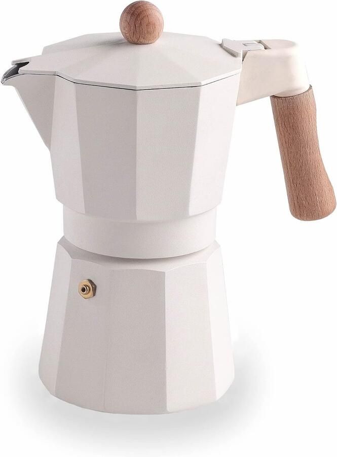62096 Italiaans koffiezetapparaat Trento White Express Koffiezetapparaat gegoten aluminium geschikt voor alle warmtebronnen inclusief inductie wit 6 kopjes