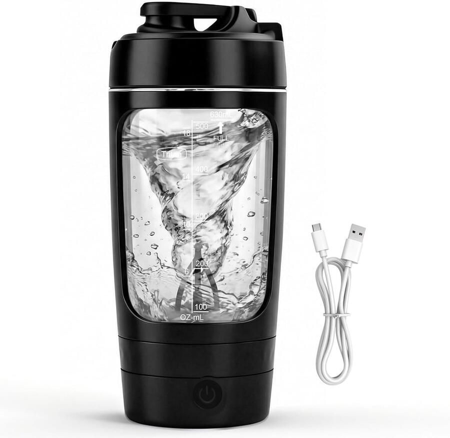 630 ml elektrische eiwitshaker draagbare automatische vortexmixer met USB-C-oplading 1200 mAh 9000 omwentelingen per minuut BPA-vrije Tritan shakerfles geschikt voor eiwitshakes en melkdranken