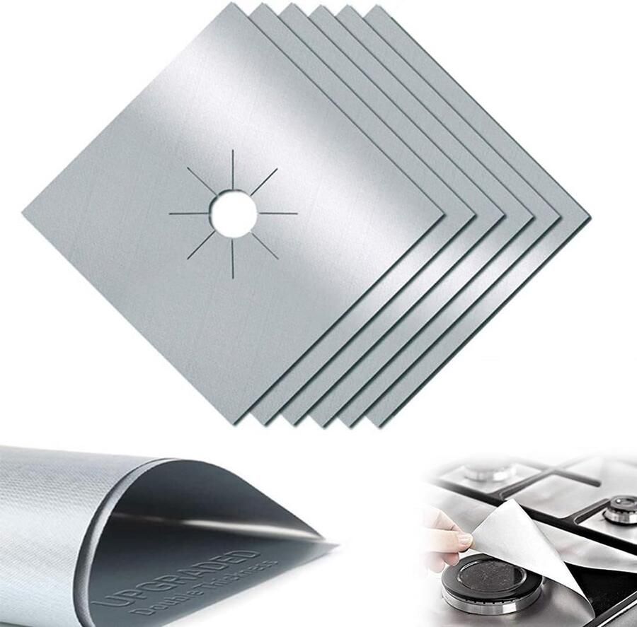 6x Herbruikbare Gasfornuis Covers Extra Dik Antiaanbaklaag