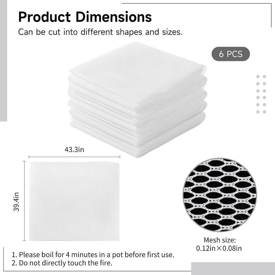 6x Herbruikbare Rijstnetten voor Koken en Stomen Anti-aanbak Fijnmazige Doeken