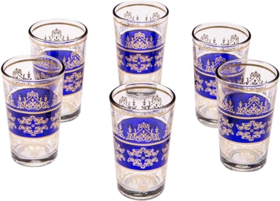 6x Orient-theeglas Marrakesh Blauw set van 6