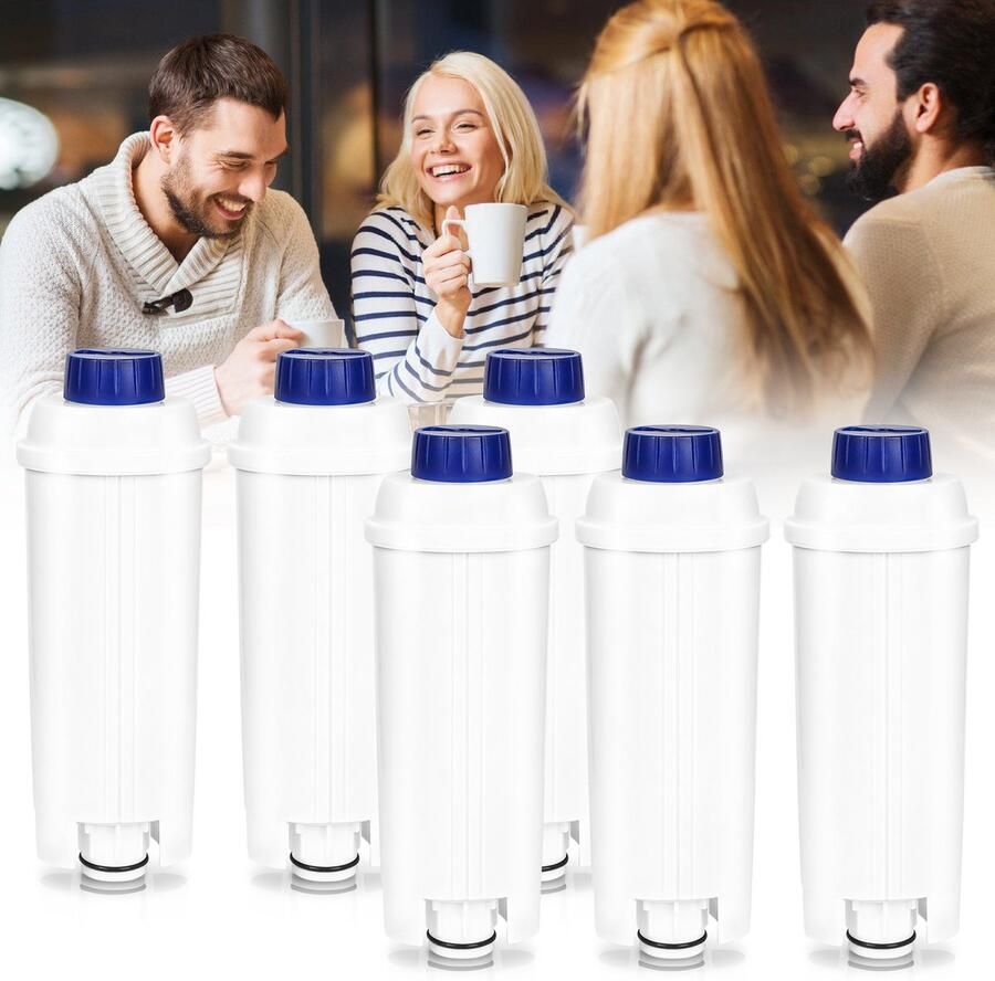 6x Vervangende Waterfilter voor De'Longhi Koffiemachine DLSC002 Compatibel Geschikt voor Magnifica Evo & S Primadonna Eletta
