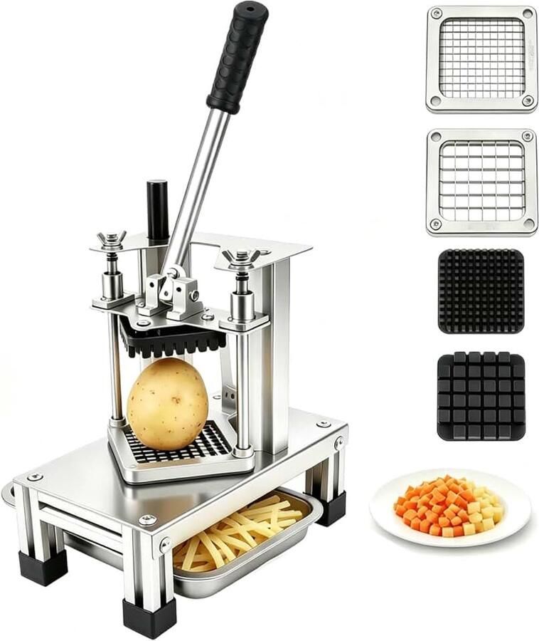 7 10 14 mm aardappelsnijder handmatige frietsnijder Stalen messen lemmet en kop afneembaar verticaal drukdesign antislip siliconen handgreep voor aardappelen komkommers