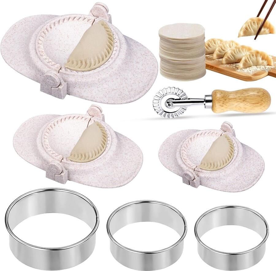 7-delige dumplingsvormset Raviolisnijders Empanada Persset Pastamachine met pastasnijwielen voor Potstickers Pierogi & Gyoza Maken