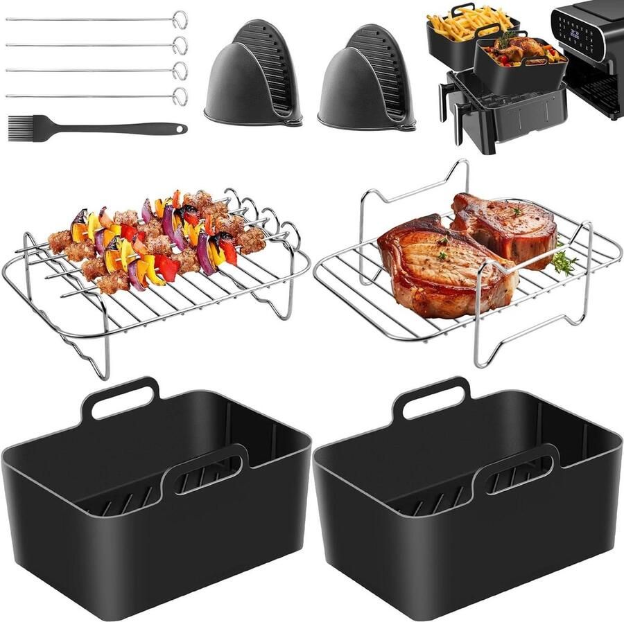 7-delige heteluchtfriteuse-accessoireset voor Dual Zone airfryer siliconen vorm 76-95 liter