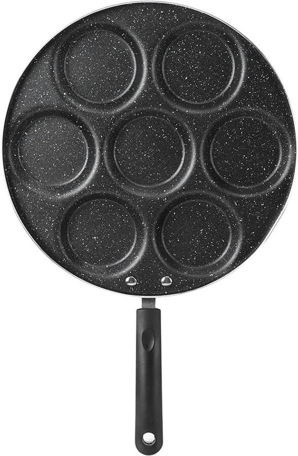 7-Gats Koekenpan Omelet Pan Maker Ontbijt Maken Efficiënte Garing 7 Rond Holtes Zwart