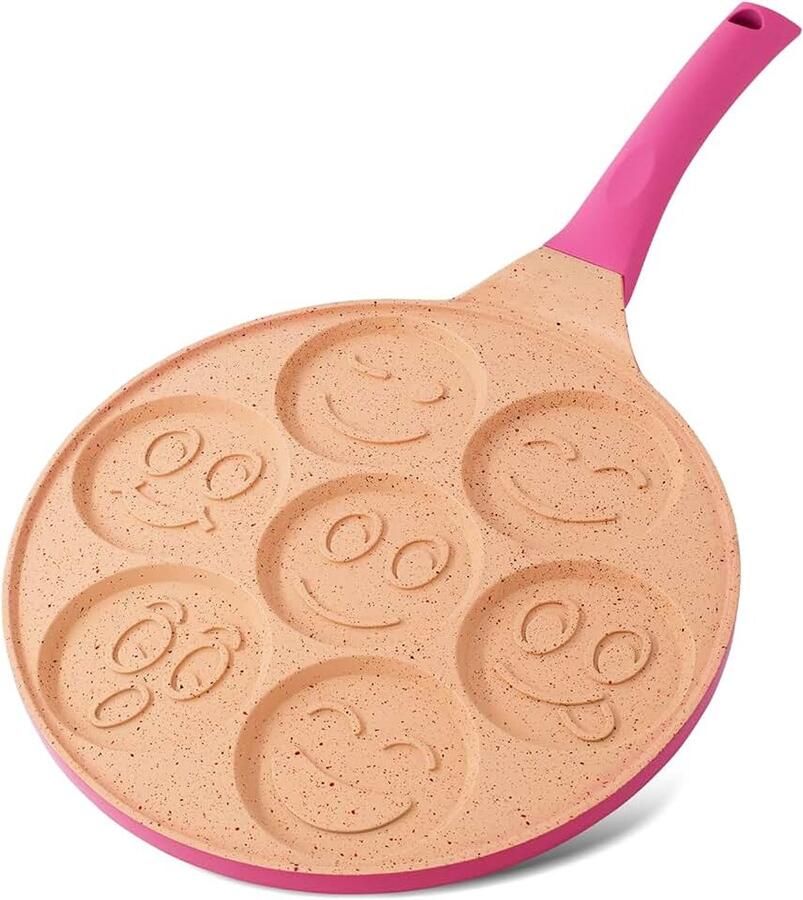 7 Hole Pancake Pan Lichtgewicht Gegoten Aluminium 26.6cm Inductie Pancake Frying Pan Multifunctionele Pannenkoek Roze