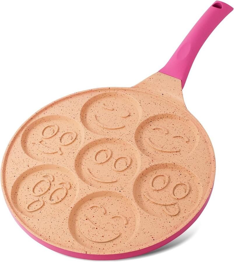 7 Hole Pancake Pan Lichtgewicht Gegoten Aluminium 26.6cm Inductie Pancake Frying Pan Multifunctionele Pannenkoek Roze