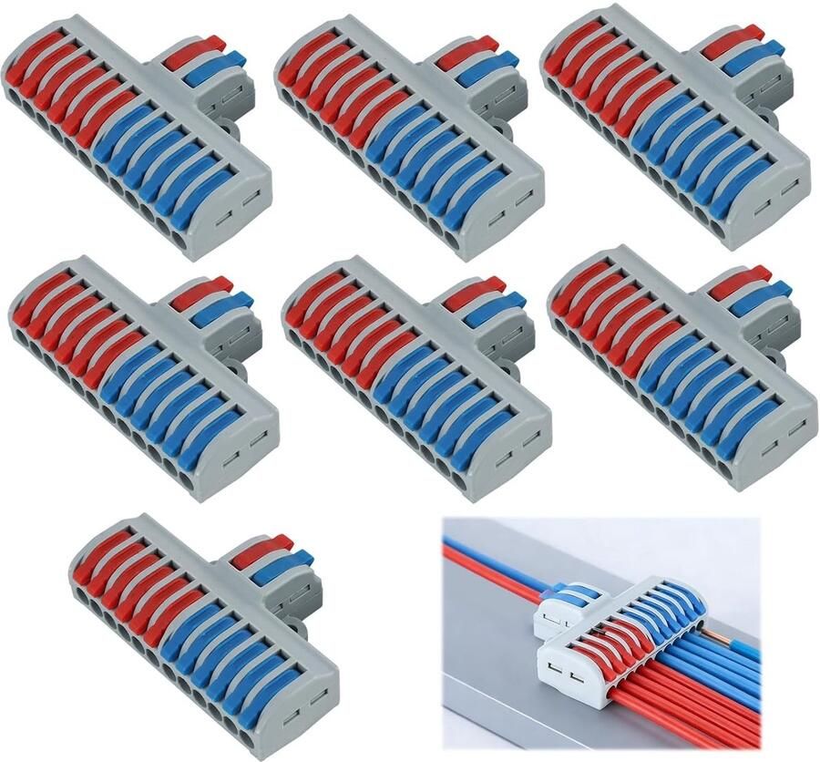7 stuks 2 zuiver 12 uit-verbindingsklemmen voor hendels zonder gereedschap insteekbare kroonklemmen compacte serieklemmen voor schakelkasten en elektrische installaties materialen