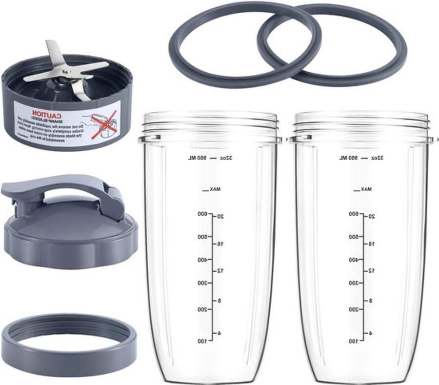 7 Stuks Geschikt Voor Nutribullet Blender Cups & Mes Vervangende Set Reservebeker 32 OZ Grote Beker Met 1 Flip-Top To-Go Deksel En 1 Dekselring & Premium Extractor Mes Accessoires Geschikt Voor Nutribullet 900w 600w Blender Sapcentrifuge