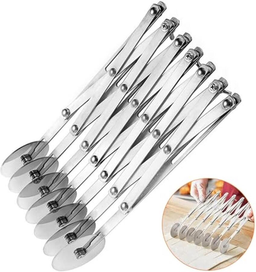 7-Wiel Verstelbare RVS Deegsnijder voor Bakkerij en Keuken