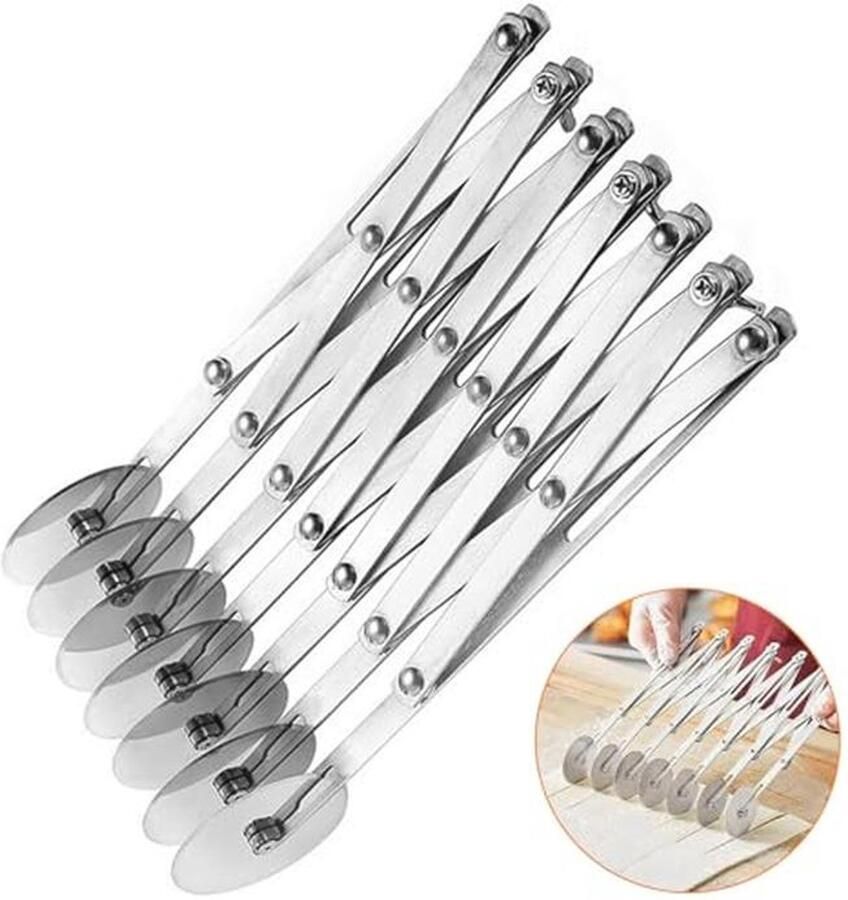 7-Wiel Verstelbare RVS Deegsnijder voor Bakkerij en Keuken