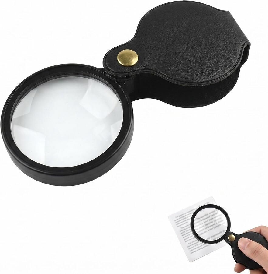 70 mm opvouwbaar HD mini-loep van krasbestendig glas compacte kleine loep met ergonomische houder als intelligente leeshulp voor senioren en studenten